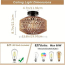 Axyaa Bamboo Lustre Chandelier: Handmade Rattan Pendant Light for Home Decor