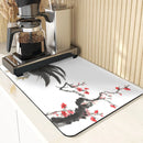 Silicone Coasters Set with Plant Ink Painting Pattern for Coffee Cups by Axyaa