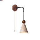 Axyaa Wabi Sabi LED Wall Lamp Wood Yellow Travertine Stone Shade for Home Decor