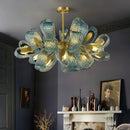 Modern Blue Glass LED Designer Pendant Lamps by Axyaa for Hallway, Bar, Bedroom Chandelier