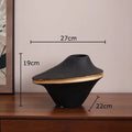 Axyaa Black White Color Block Ceramic Vase Gold Plant Pot Room Decor Aesthetic