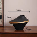 Axyaa Black White Color Block Ceramic Vase Gold Plant Pot Room Decor Aesthetic