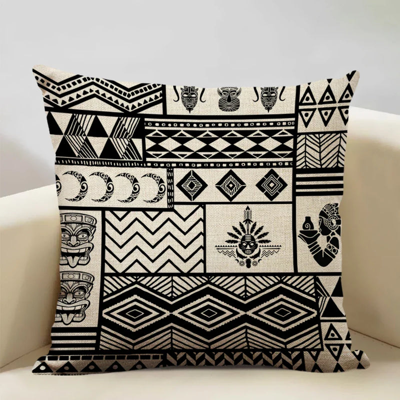 Axyaa African Woman Geometric Pillow Cover Ethnic Sofa Decoration