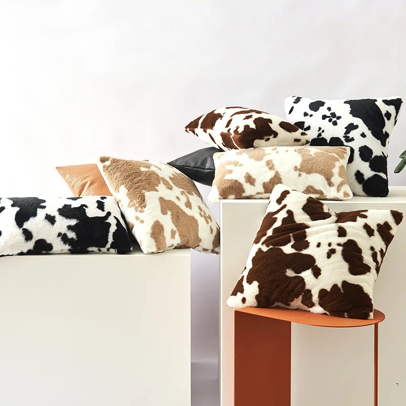 Axyaa Soft Cow Flower Childlike Pattern Cushion Cover 30X50/45/50CM
