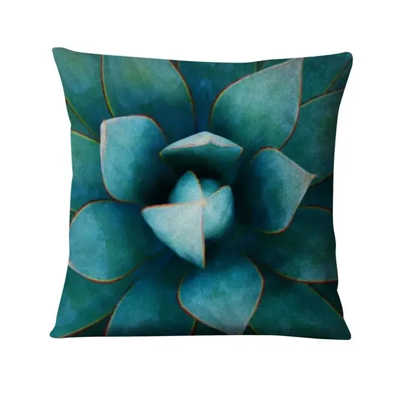 Axyaa Tropical Palm Leaf Print Cushion Cover for Living Room, Bedroom, and Car