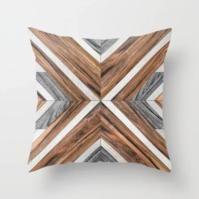 Axyaa Wood Texture Marble Pillowcases - Geometric Cushions Case for Home Decor