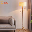 Axyaa Wabi-sabi Wood Floor Lamp with Coat Rack and LED E27 Light