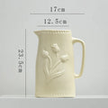 Axyaa Retro Tulip Flower Vase | Porcelain Teapot Relief Design | Home Decoration