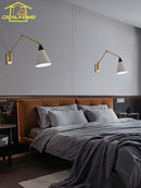 Axyaa Luxe Gold Copper Swing Arm LED Wall Lamp for Elegant Spaces