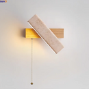 Axyaa Yellow Stone Wood Nordic LED Wall Light with Pull Chain Switch