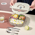 Axyaa Stainless Steel Divided Lunch Box with Cutlery - Leakproof & Portable