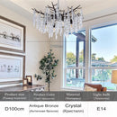 Axyaa Antique Bronze Ice Crystal Chandelier for Kitchen Table Island Bedroom.
