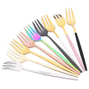 Axyaa Gold Fruit Cake Set: Mirror Stainless Steel Tea Fork, Snack Dessert, Small Salad Cutlery