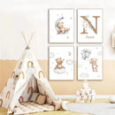 Axyaa Boho Cloud Moon Bear Nursery Wall Art Poster Kids Room Decor