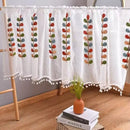Axyaa Embroidered Valance Curtain Rod Pocket White Small Kitchen Home Decor