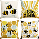 Axyaa Bee Happy Linen Square Pillowcase Sunshine Decor 50*50