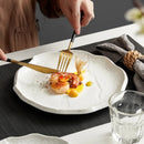 Axyaa Luxury Steak Plate: White Ceramic Western Dish for Elegant Dining.