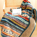 Axyaa Striped Print Double Layer Flannel Sofa Blanket for Warmth and Style
