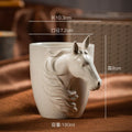 Axyaa Ceramic Espresso Cup with Animal Statue Handle, 180ml - White