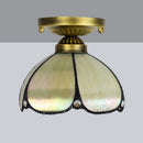 Axyaa European Floral Rose Mosaic Ceiling Light - Antique 8" Flush Mount for Dining Room/Library