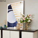 Axyaa Creative Metal Glass Vase with Golden Print - Modern Home Decor & Flower Arrangement