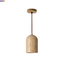 Axyaa Stone Wabi Sabi LED Pendant Light Fixture in Wood Yellow Travertine