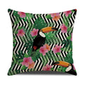 Tropical Birds Linen Pillowcase Set for Decorative Throw Cushions by Axyaa