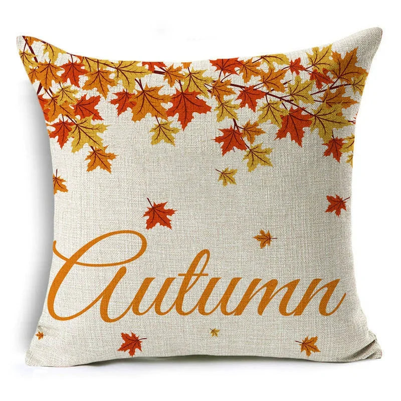 Axyaa Autumn Print Style Thanksgiving Pillow Case - Decorative Plant Cushion Cover
