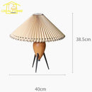 Axyaa Bauhaus Pleated Table Lamp LED E27 Solid Wood Fabric Art Desk Light