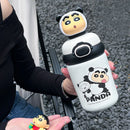 Axyaa Cartoon Thermos Bottle: Stainless Steel Insulated Vacuum Cup with Straw for Kids.