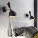 Axyaa Modern Nordic Black White Metal Wall Lamp for Bedroom Study LED Lighting