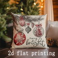 Axyaa Winter Merry Christmas Pillowcase for Sofa, Bedroom, Car - Rectangular Cushion Cover