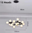 Axyaa Glass Ball LED Bubble Chandelier - Black Gold Pendant Lighting