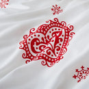 Axyaa Red Love Duvet Cover Set Twin King Heart-Shaped Bedding White Comforter Cover
