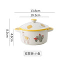 Axyaa Double Ear Ceramic Bowl with Lid for Kids and Food Storage
