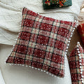 Axyaa Double-Sided Plaid Christmas Cushion Cover with Balls, 45x45 Snow Throw Pillow
