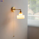Axyaa Glass LED Wall Light Sconce Pull Chain Bedroom Lamp Applique Murale