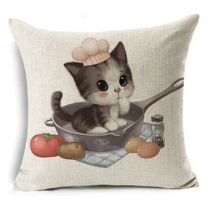 Axyaa Retro Cat Pillow Cover for Sofa Decor, Boho Style Pillowcase