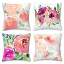 Colorful Watercolor Floral Pattern Pillow Cover by Axyaa for Sofa, Bedroom, Car