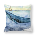 Axyaa Ocean Blue Whale Throw Pillow Cover, 45x45CM, Sea Fish Decor Pillows