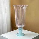 Axyaa Striped Glass Vase for Elegant Living Room Flower Arrangements