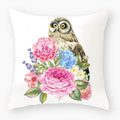 Axyaa Owl Floral Plant Pattern Printed Throw Pillow Cover
