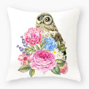 Axyaa Owl Floral Plant Pattern Printed Throw Pillow Cover