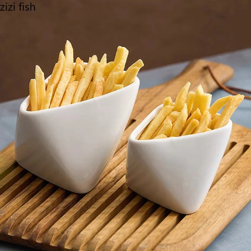 Axya Ceramic French Fries Bowl Set - Creative Tableware for Snacks and Seasonings