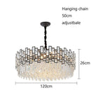 Axyaa Oval Crystal Chandelier LED Lighting in Gold and Black for Luxe Living Room Decor