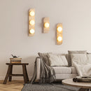 Axyaa Three Heads Yellow Travertine Wall Lamp with White Glass Shade