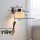 Axyaa Ceramic LED Wall Lights Wood Base Copper Rotate Bedside Lamp Sconce