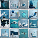 Axyaa Teal Blue Astronaut Pillowcase - Sea World Theme Sofa Cover