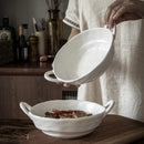Axyaa Matte Ceramic Two Ear Bowl for Soup, Noodles, Salad - Light Food Bowl
