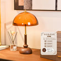 Axyaa Retro Walnut LED Table Lamps with Acrylic Lampshade for Home and Office Decor